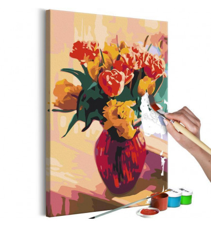 DIY glezna ar ziedu vāzi cm. 40x60 — iekārtojiet savu māju
