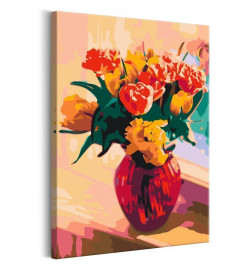 Cuadro para colorear - Tulips in Red Vase
