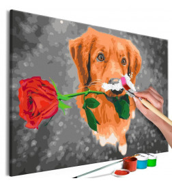 Cuadro para colorear - Dog With Rose