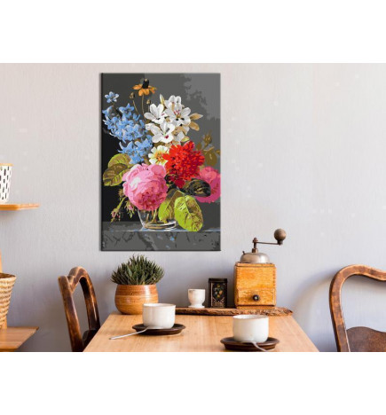 DIY glezna ar daudziem krāsainiem ziediem cm. 40x60 — iekārtojiet savu māju