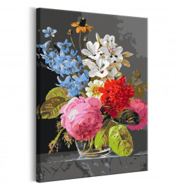 DIY glezna ar daudziem krāsainiem ziediem cm. 40x60 — iekārtojiet savu māju