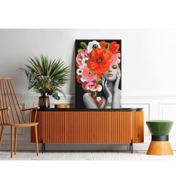DIY foto met een vrouw met bloemen boeket cm 40x60