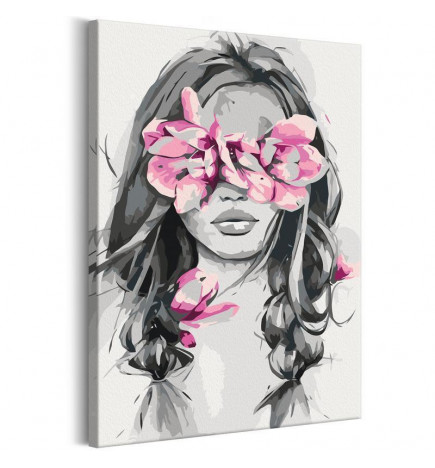 DIY slikanje dekle z rožami pred očmi cm. 40x60