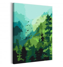 DIY canvas painting - Forest and Birds
