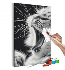 DIY canvas painting - Yawning Kitten