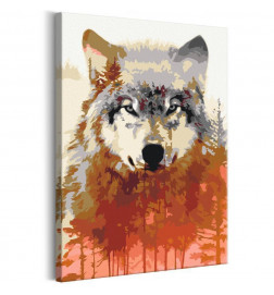 DIY canvas painting - Wolf and Forest
