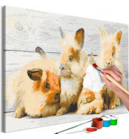 DIY canvas painting - Four Bunnies