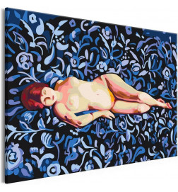 DIY canvas painting - Nude on a Blue Background