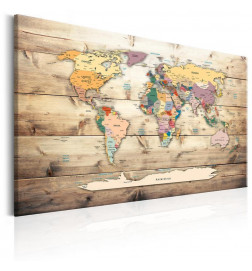 Decorative Pinboard - World Map: Wooden Oceans