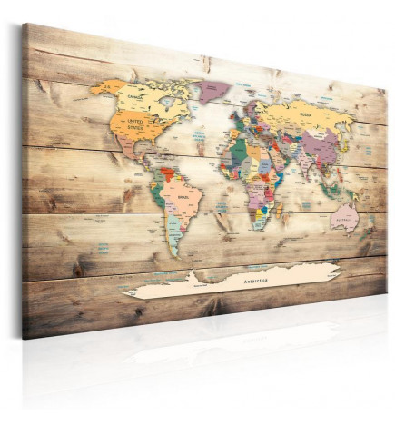 Tableau en liège - World Map: Wooden Oceans