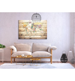 Decorative Pinboard - World Map: Wooden Oceans