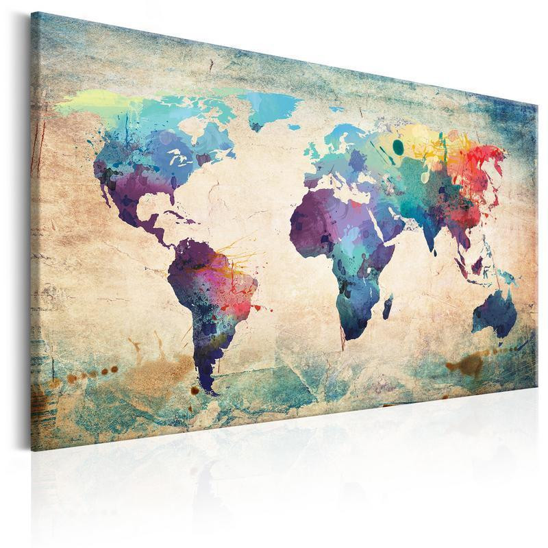 76,00 € Afbeelding op kurk - Colorful World Map