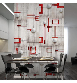51,00 € Behang - Concrete, red frames and white knobs