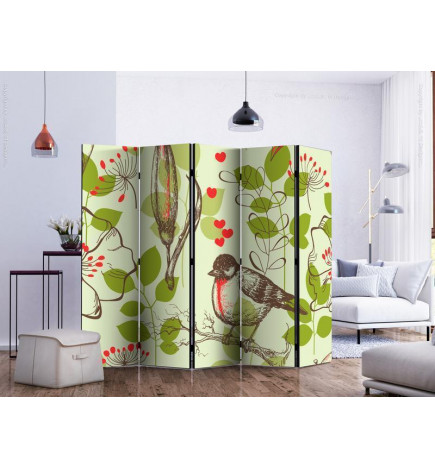 Room Divider - Bird and lilies vintage pattern II