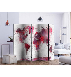 Room Divider - World Map: Red Watercolors II