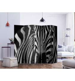Room Divider - White with black stripes II