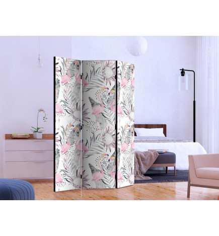 Room Divider - Flamingos and Twigs