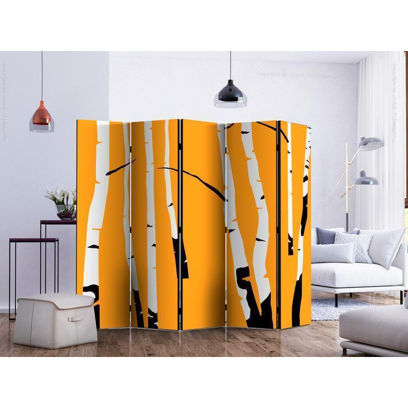 128,00 € Vouwscherm - Birches on the orange background II
