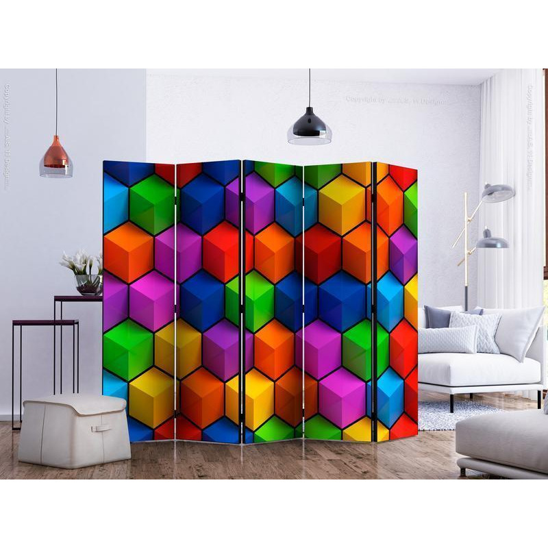 128,00 € Room Divider - Colorful Geometric Boxes II