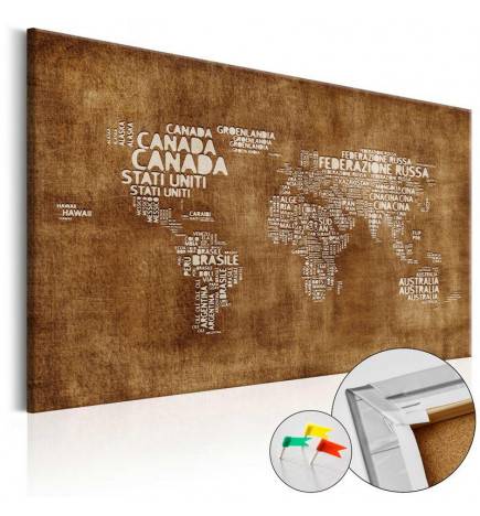 Decorative Pinboard - The Lost Map [Cork Map - Italian Text]