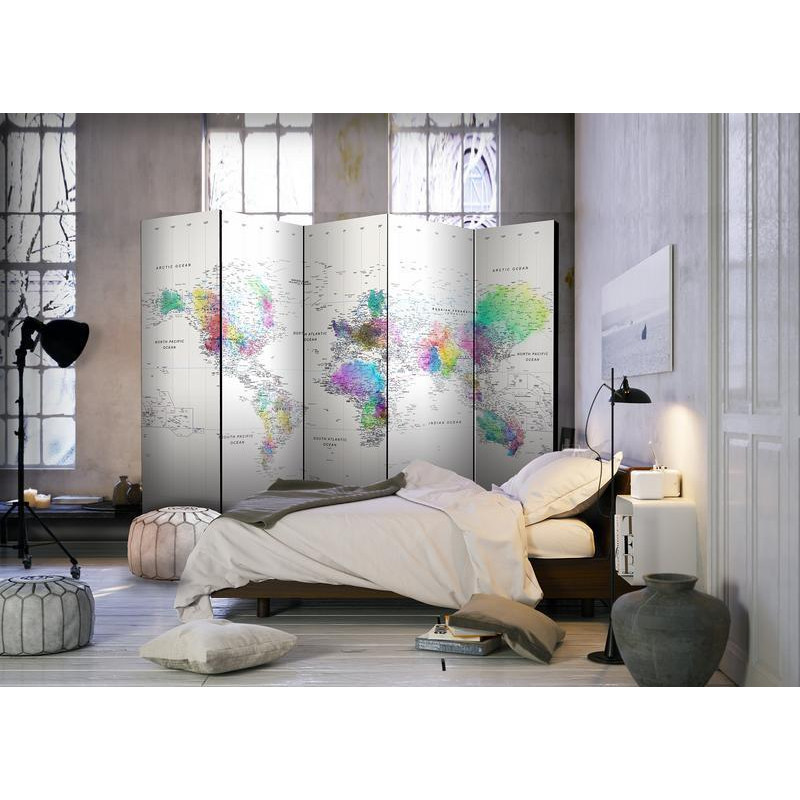 128,00 € Paravent - White-colorful world map
