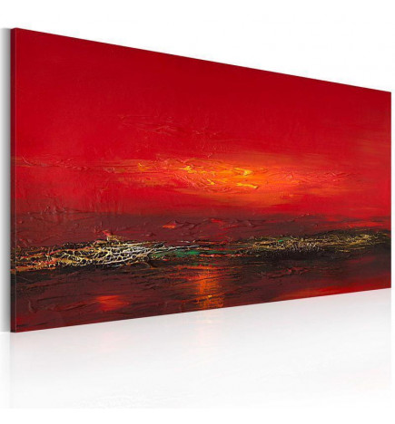 Gemaltes Bild - Roter Sonnenuntergang am Meer