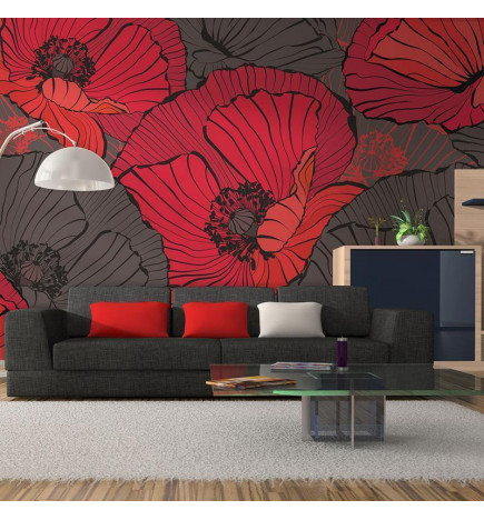 Mural de parede - Pleated poppies