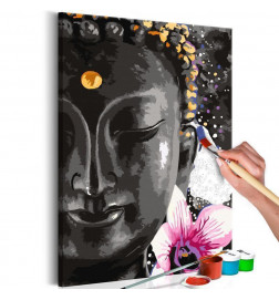Quadro fai da te. con un buddha argentato cm. 40x60
