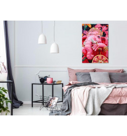 DIY glezna ar rozā ziloni cm. 40x60 MĀJAS MĒBELES