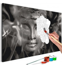 DIY canvas painting - Buddha in Black and White