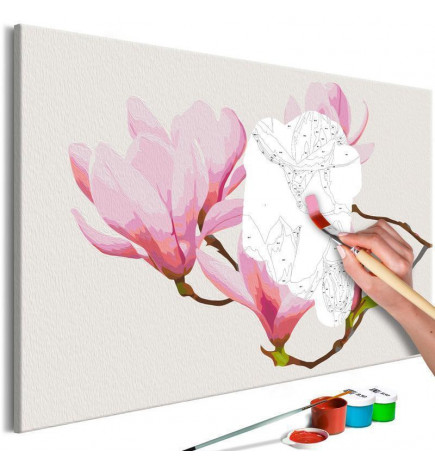 DIY glezna ar rozā ziediem cm. 60x40 — iekārtojiet savu māju