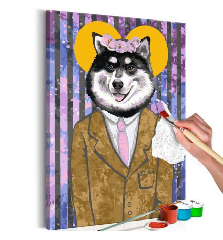 DIY canvas painting - Dog in Suit