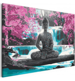 Tableau à peindre par soi-même - Buddha and Waterfall