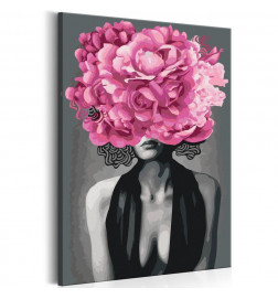 DIY glezna ar meiteni ar ziediem uz galvas cm. 40x60