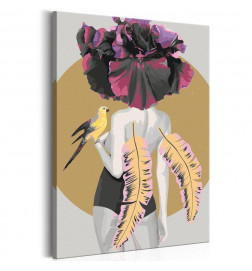 DIY-kuva tuulen naisen ja papukaijan kanssa 40x60