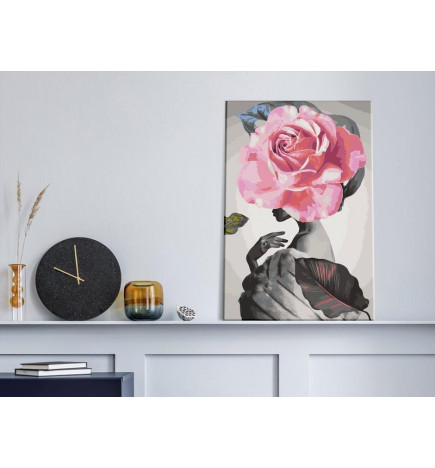 Imaginea face de la tine damigella cu floarea roz cm. 40x60