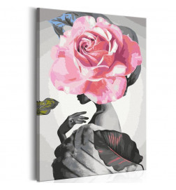 DIY poslikava družice z roza rožo cm. 40x60