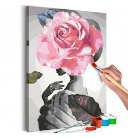 DIY pleeg de Damigella met roze bloem cm 40x60