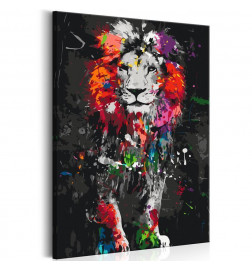 Quadro fai da te. con il leone colorato cm.40x60