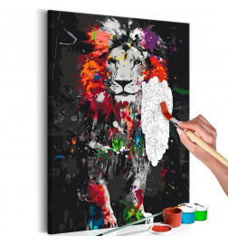 Quadro fai da te. con il leone colorato cm.40x60