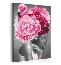 DIY vierkante vrouw met roze bloemen CM 40x60 ARREDALACASA