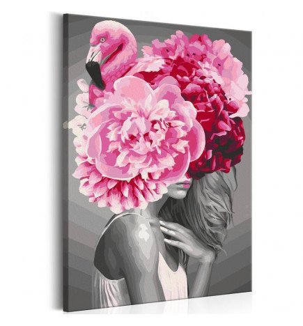 DIY neliö nainen, jolla on vaaleanpunaiset kukat, 40x60 ARREDALACASA