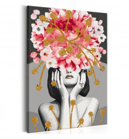 DIY poslikava deklice z oranžnimi cvetovi cm. 40x60