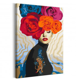 DIY poslikava ženska z vrtnicami na glavi cm. 40x60