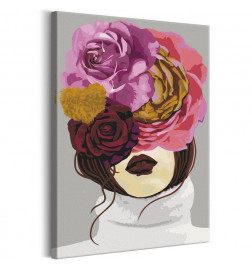 „Pasidaryk pats“ tapyba su tarp gėlių paslėptomis lūpomis cm. 40x60