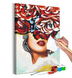 „Pasidaryk pats“ tapyba mergina su gėlėmis prieš veidą cm. 40x60