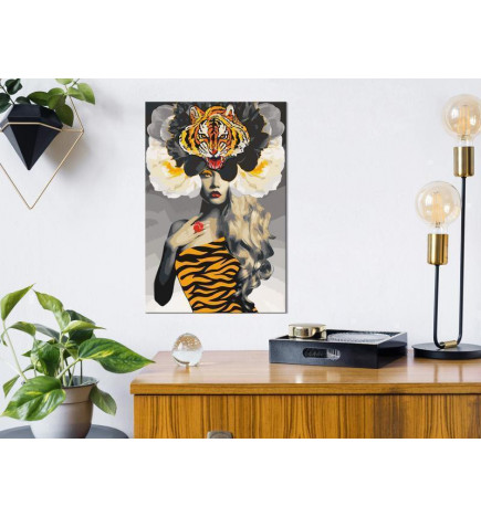 Imaginea face din tine fată leopardă cu flori galbene cm. 40x60