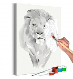 Musta ja valkoinen leijona DIY neliö cm.40x60