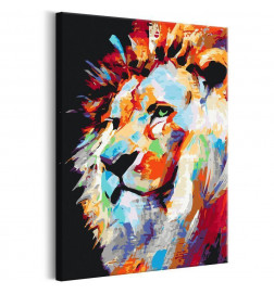 Quadro fai da te. con un leone colorato cm.40x60