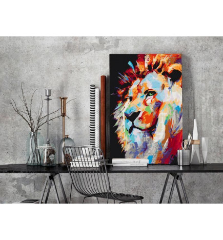 Tableau à peindre par soi-même - Portrait of a Colourful Lion